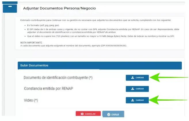 adjuntar documentos SAT virtual en el portal web
