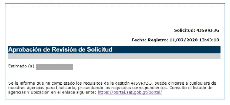 aprobación de revisión de solicitud de NIT en línea