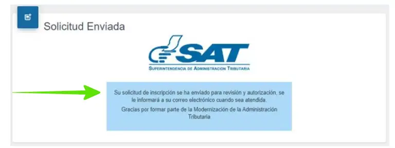 confirmación de solicitud de NIT por revisión de la SAT