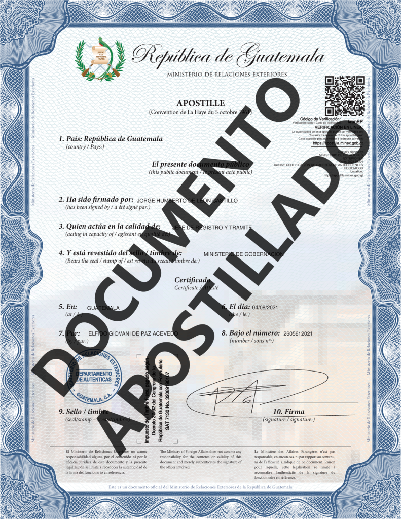 ejemplo de documento apostillado en línea en guatemala