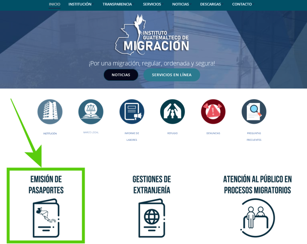 agendar cita en línea para emisión de pasaportes en web oficial Guatemala Migración